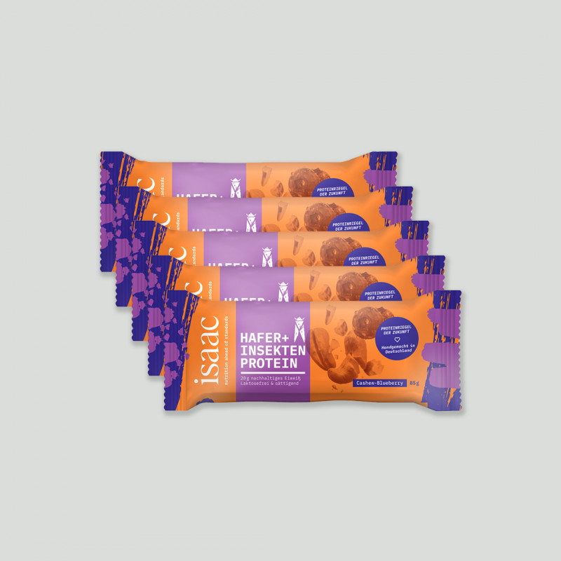 Hafer+Insekten Protein Riegel Cashew-Blueberry, 5er Pack