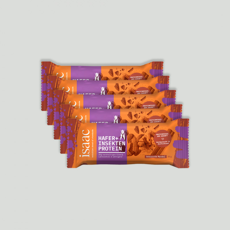 Hafer+Insekten Protein Riegel Gebrannte Mandel, 5er Pack