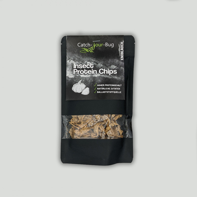 Insect Protein Chips "Knoblauch" von Catch your Bug - Insekten Chips Insect Protein Chips "Knoblauch" von Catch your Bug - Insekten Chips