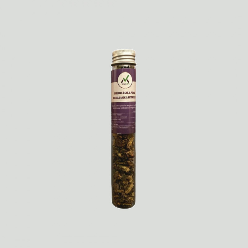 Getrocknete Grillen "Knoblauch & Petersilie" von Micronutis - geröstete Insekten Getrocknete Grillen "Knoblauch & Petersilie" von Micronutis - geröstete Insekten